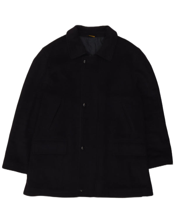 Vintage Mens Overcoat UK 42 XL Navy Blue Cashmere