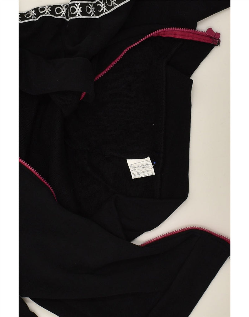 BENETTON Girls Graphic Zip Hoodie Sweater 13-14 Years 3XL Black Cotton | Vintage Benetton | Thrift | Second-Hand Benetton | Used Clothing | Messina Hembry 