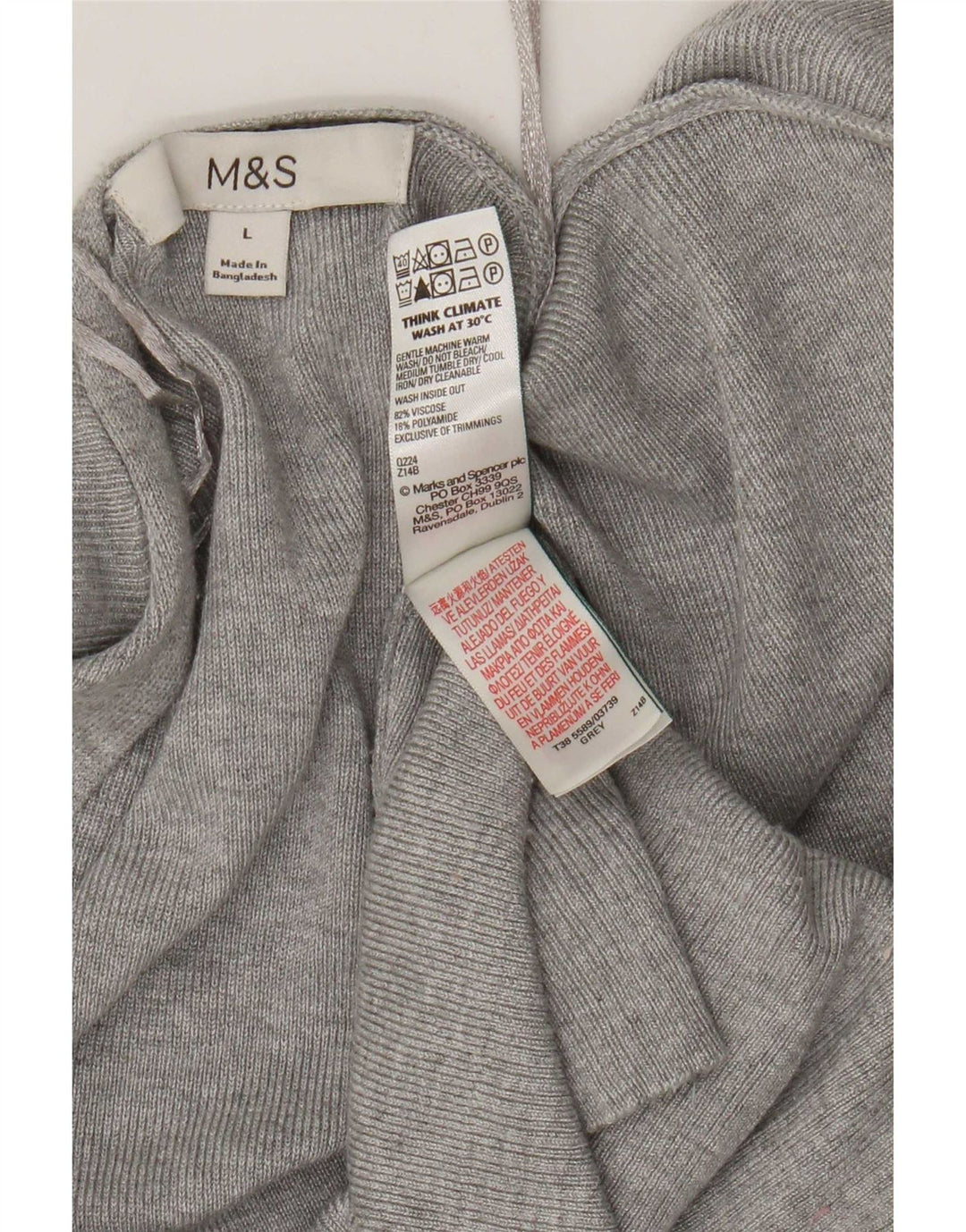 Marks & Spencer Womens Longline Cardigan Sweater UK 16 Large Grey Flecked