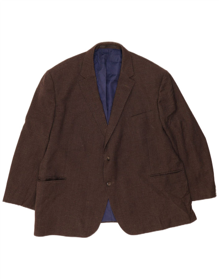 Marks & Spencer Mens 2 Button Blazer Jacket UK 52 3XL Brown Houndstooth