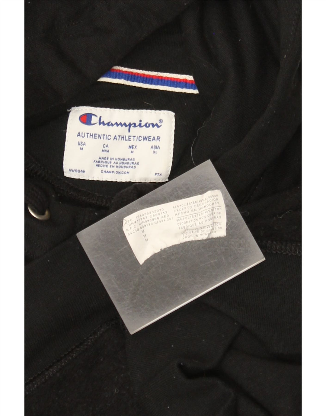 Champion Womens Graphic Hoodie Jumper UK 14 Medium Black Polyester