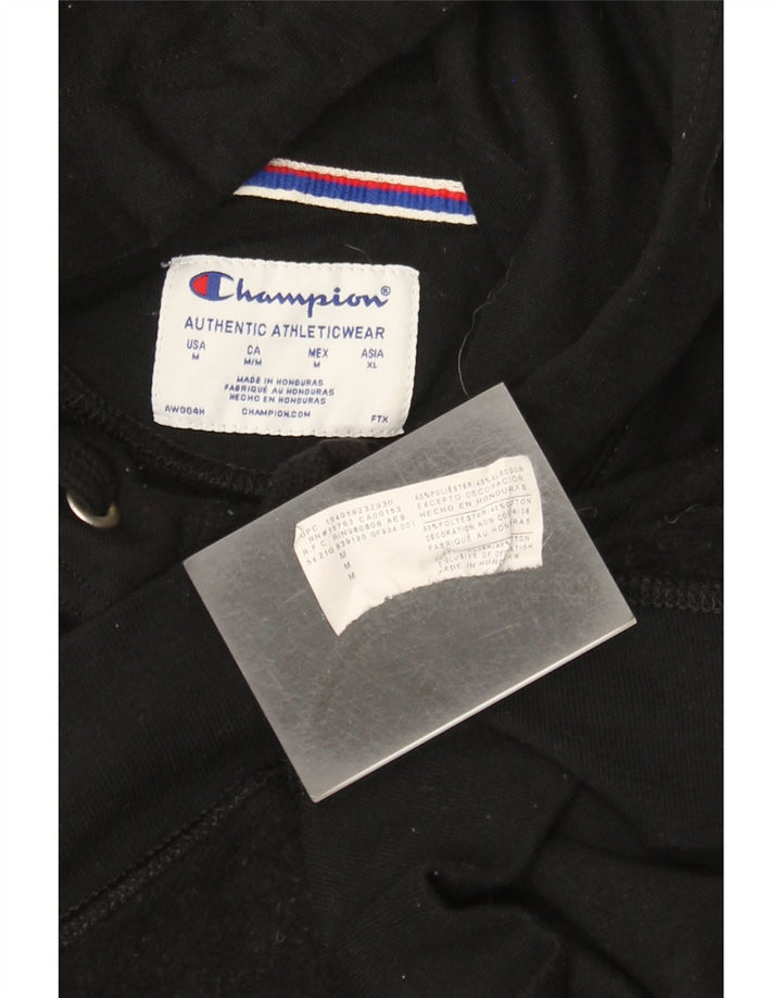 Champion Womens Graphic Hoodie Jumper UK 14 Medium Black Polyester