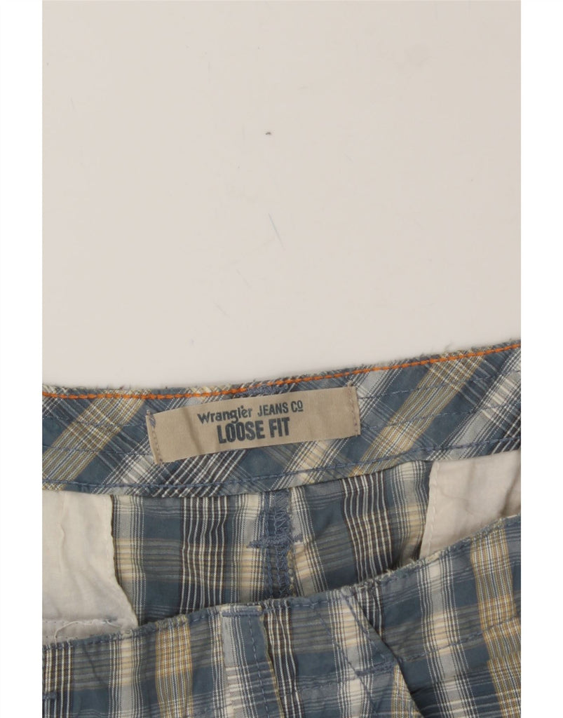 WRANGLER Mens Loose Fit Chino Shorts W40 XL Blue Check Vintage Wrangler and Second-Hand Wrangler from Messina Hembry 