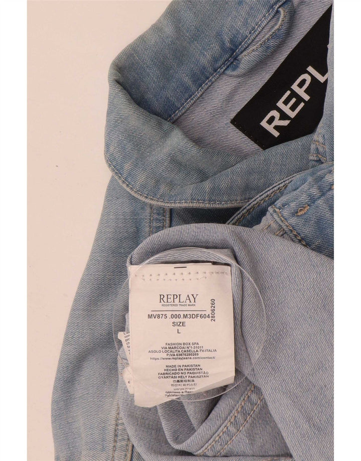 Replay Mens Denim Jacket UK 40 Large Blue Cotton