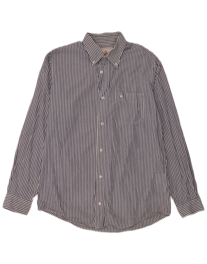 Murphy & Nye Mens Slim Fit Shirt Large Blue Pinstripe Cotton