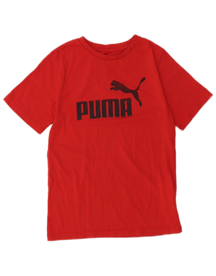 PUMA Boys Graphic T-Shirt Top 10-11 Years Medium  Red Cotton