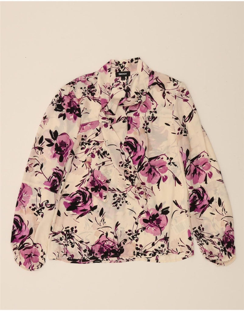 DKNY Womens Oversized See Through Blouse Top UK 6 XS Off White Floral Vintage Dkny and Second-Hand Dkny from Messina Hembry 