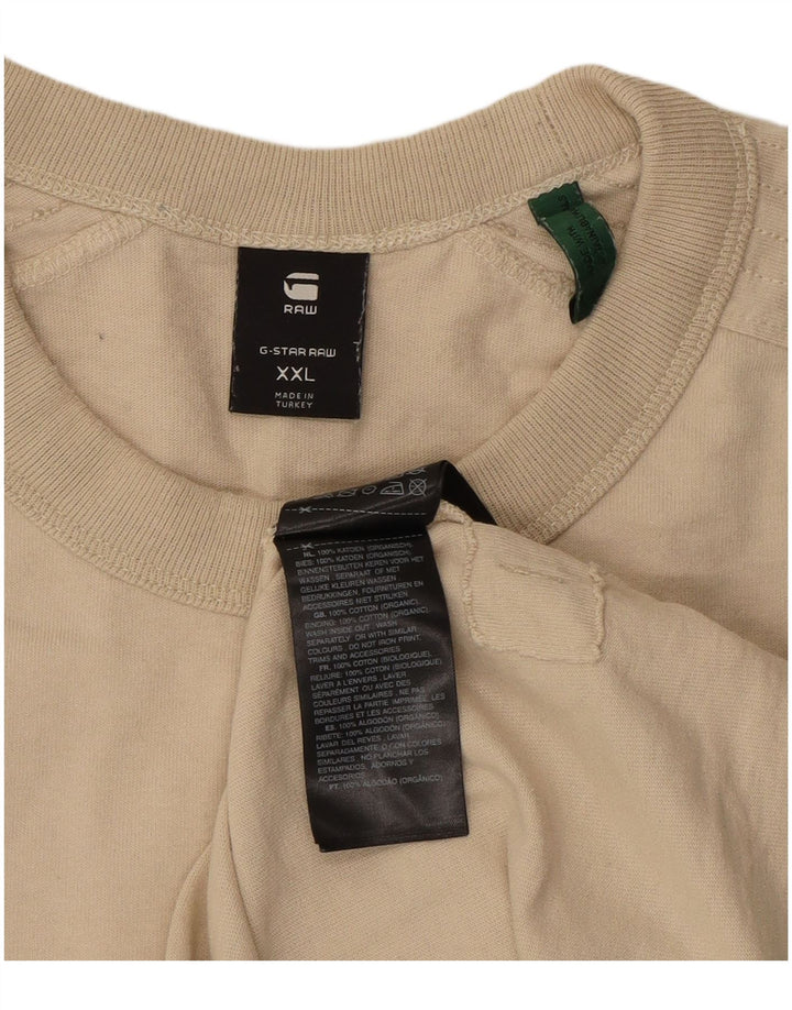 G-STAR Mens T-Shirt Top 2XL Beige Cotton