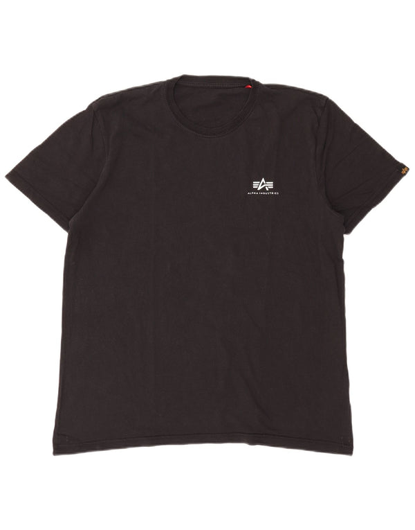 Alpha Industries Mens T-Shirt Top Medium Black Cotton