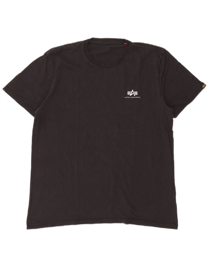 Alpha Industries Mens T-Shirt Top Medium Black Cotton