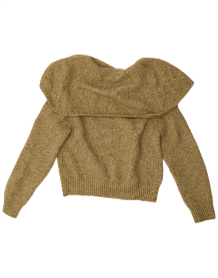 Zara Womens Oversized Polo Neck Jumper Sweater UK 14 Medium Khaki Polyester