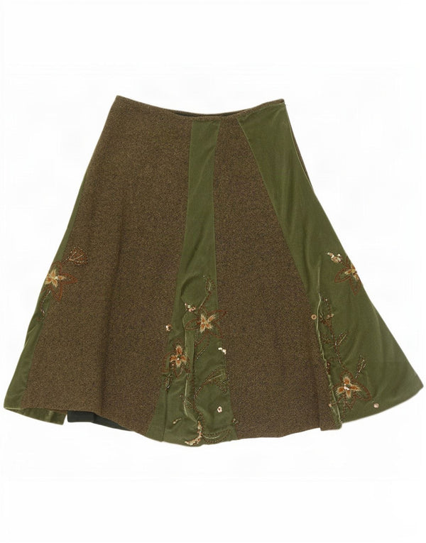 Monsoon Womens A-Line Skirt UK 10 Small W30 Green Floral