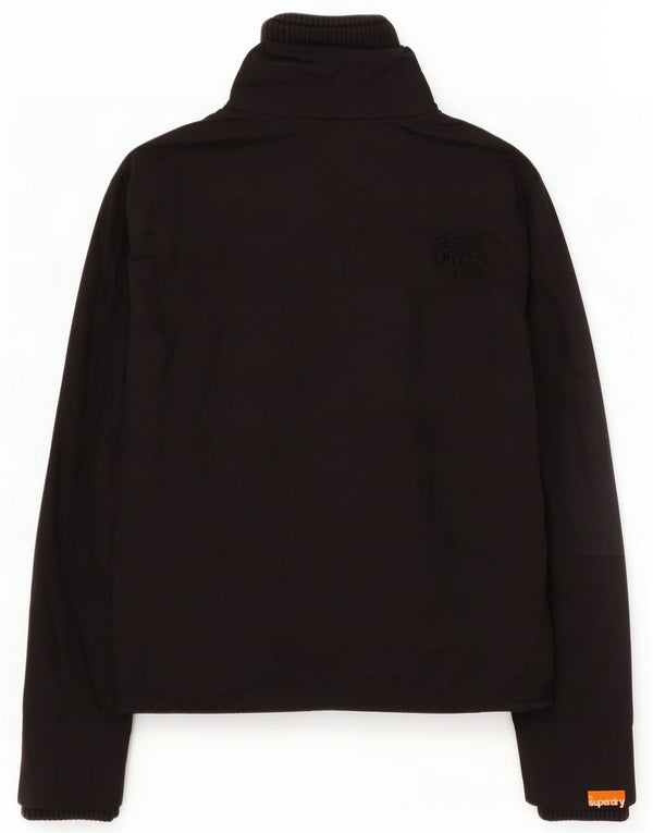 Superdry Womens Graphic Rain Jacket UK 14 Medium Black Nylon