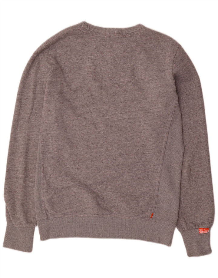 SUPERDRY Mens Sweatshirt Jumper Large Grey Flecked Cotton