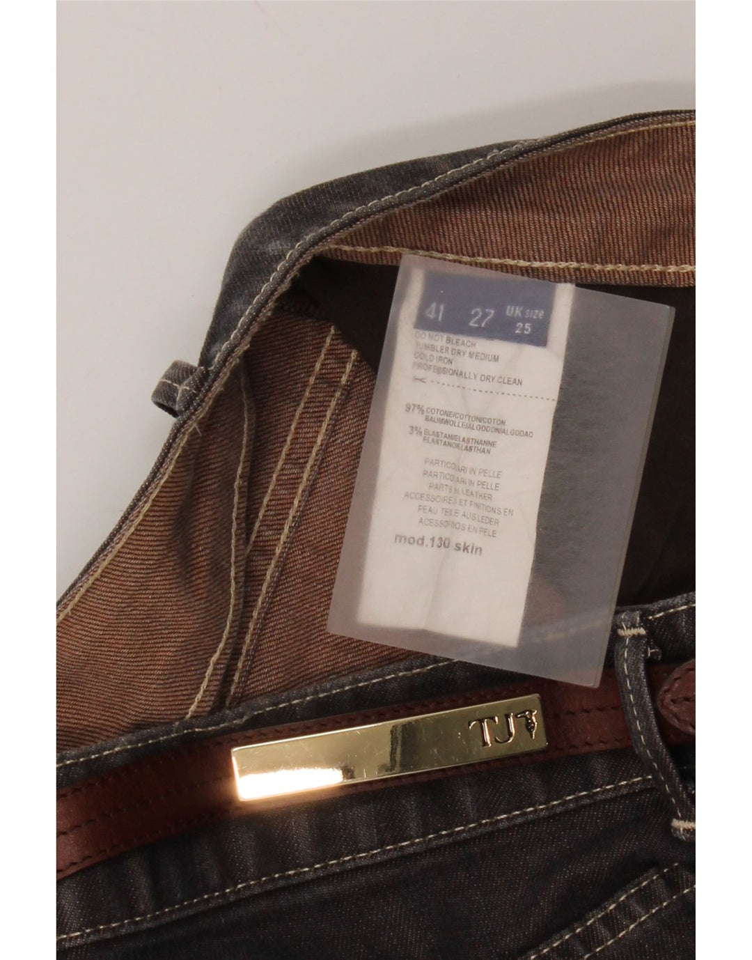 Trussardi Womens Slim Jeans W25 L30 Brown Cotton
