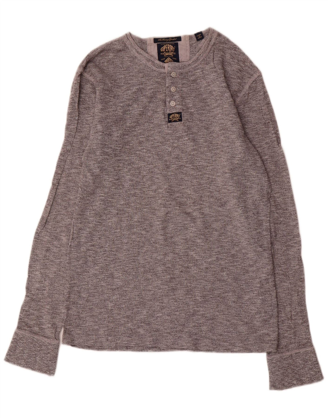 SUPERDRY Mens Top Long Sleeve Medium Grey Flecked Cotton