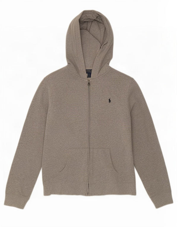 Polo Ralph Lauren Boys Zip Hoodie Sweater 15-16 Years XL Grey Flecked