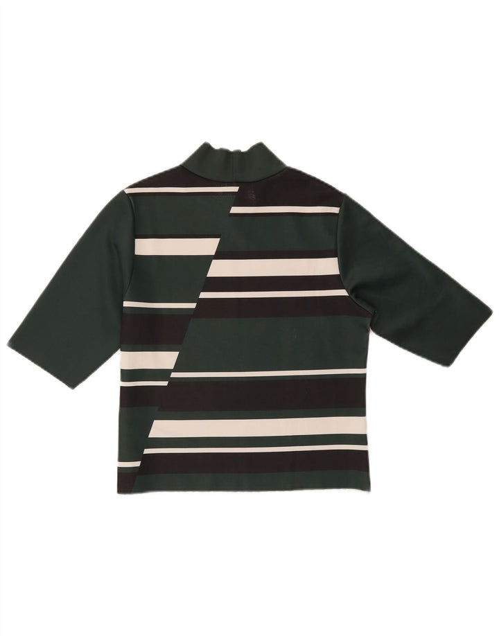 ZARA Womens Crop Top 3/4 Sleeve UK 12 Medium Green Colourblock