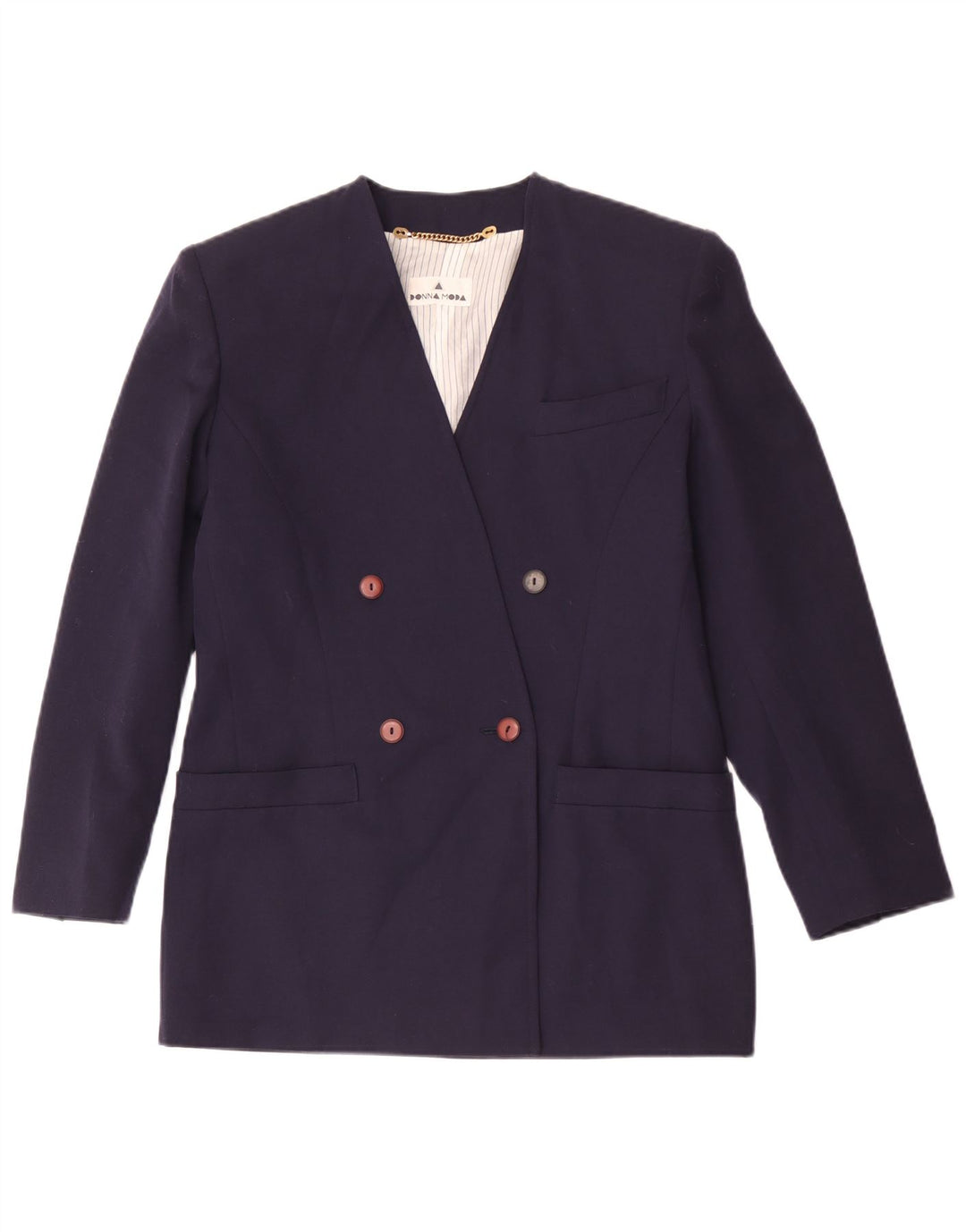 Vintage Womens Double Breasted Blazer Jacket IT 42 Medium Navy Blue