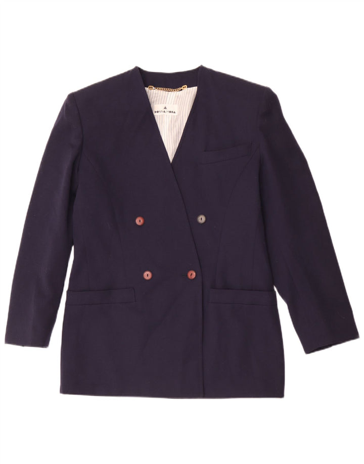 Vintage Womens Double Breasted Blazer Jacket IT 42 Medium Navy Blue