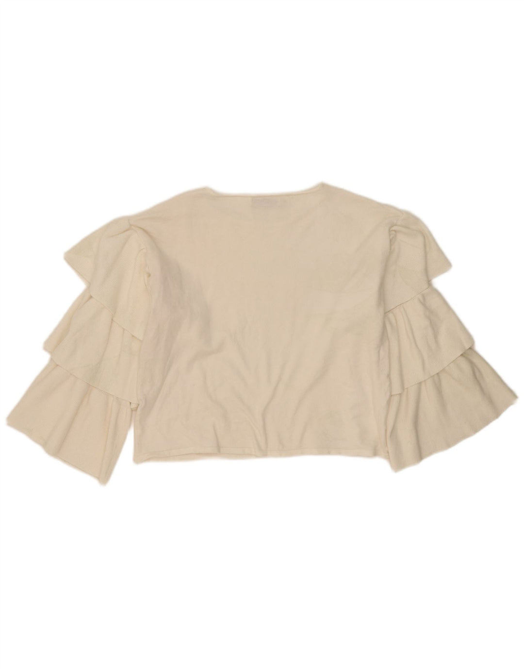 Zara Womens Ruffle Oversized Boat Neck Jumper Sweater UK 10 Small Off White