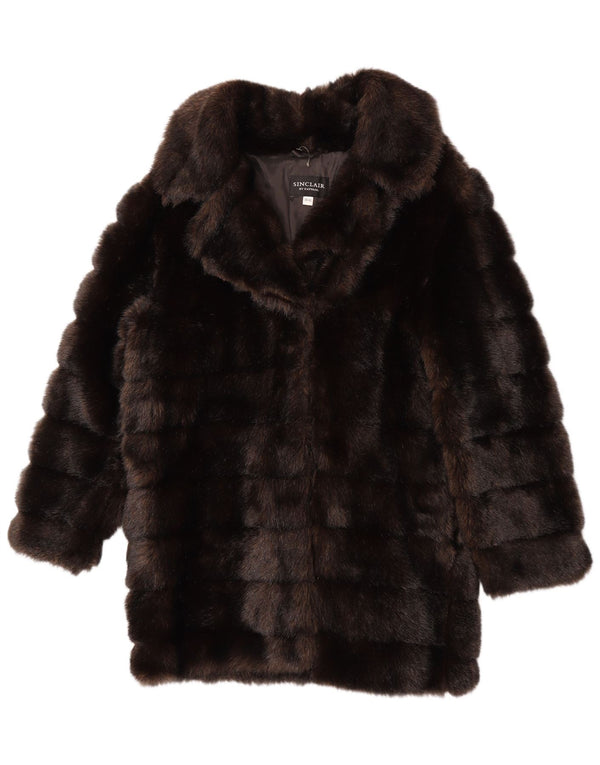 Sinclair Womens Faux Fur Overcoat EU 38/40 Medium Brown Modacryl
