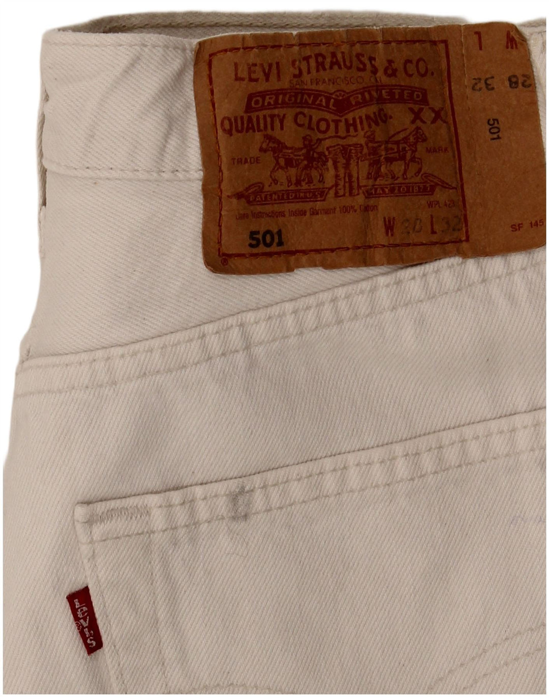 Levi's Womens 501 Straight Jeans W28 L32 White Cotton
