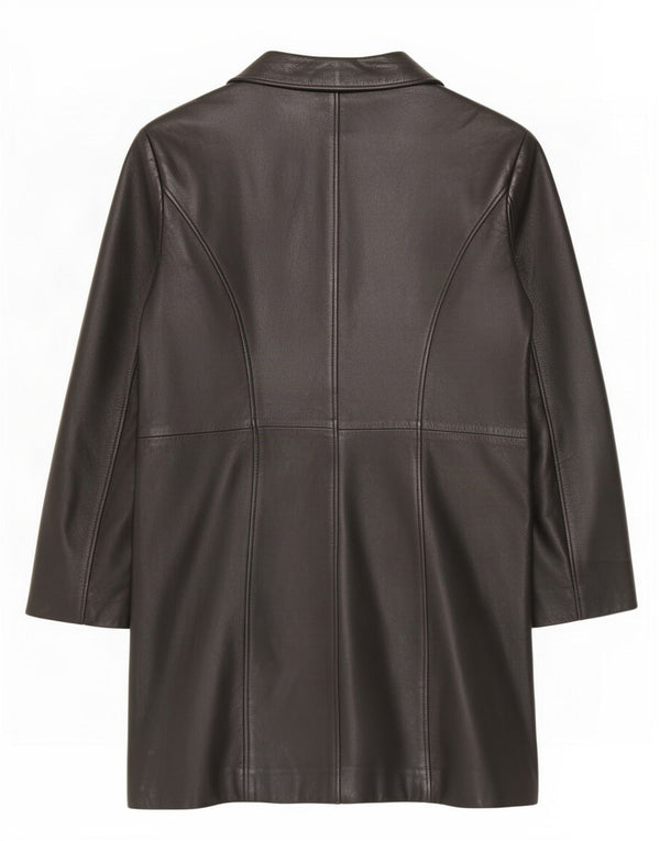 Pascucci Womens Leather Coat IT 44 Medium Black