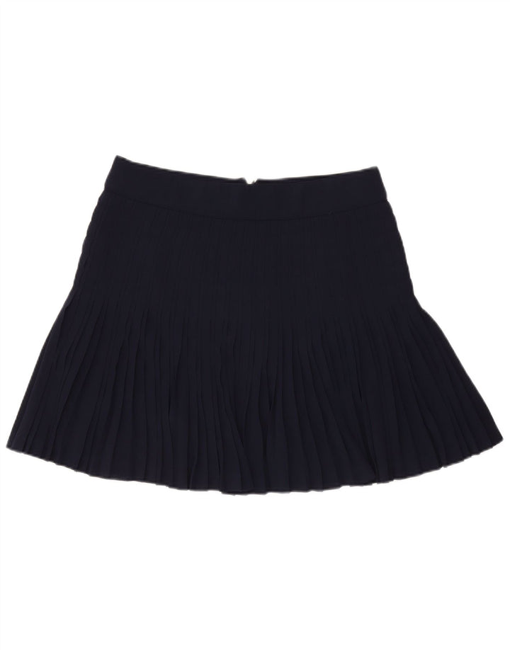 J. CREW Womens Pleated Mini Skirt US 10 Large W32 Navy Blue Polyester