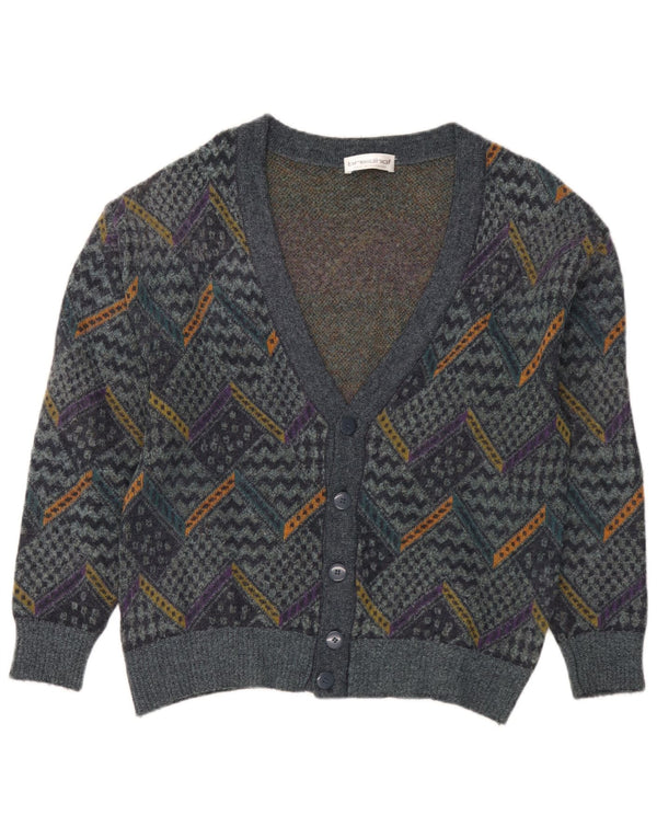 Breidhof Mens Cardigan Sweater Medium Blue Patchwork