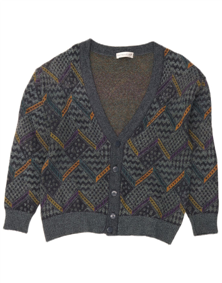 Breidhof Mens Cardigan Sweater Medium Blue Patchwork