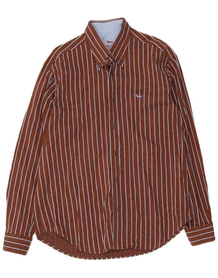 Harmont & Blaine Mens Shirt 2XL Brown Striped Cotton