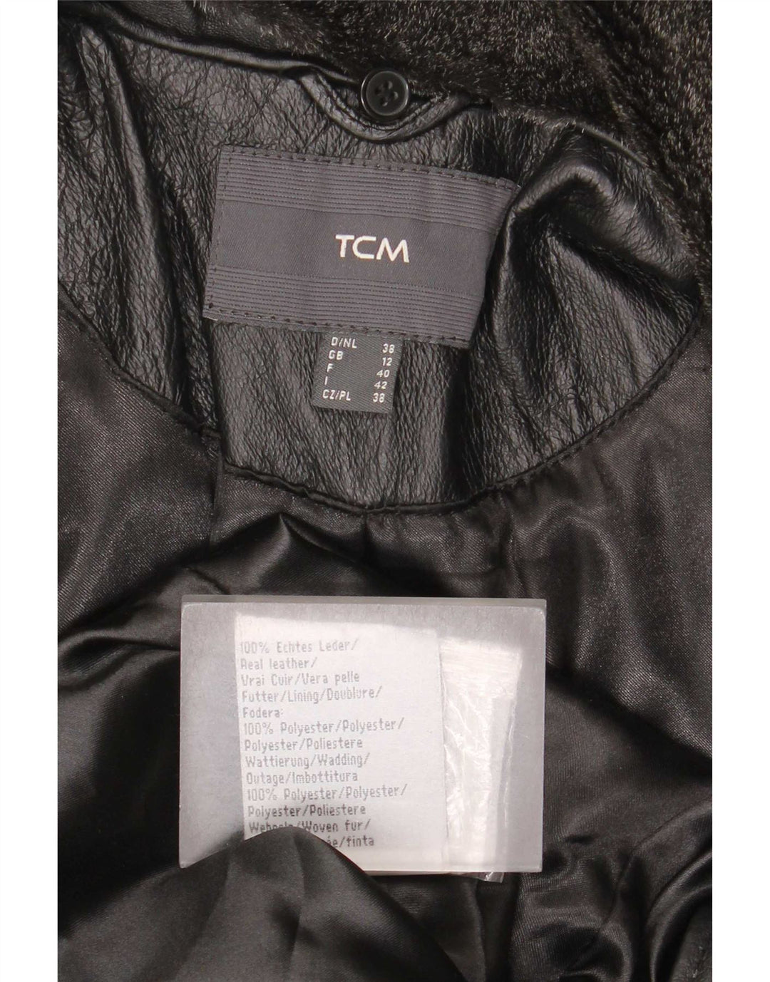 TCM Womens Leather Coat UK 12 Medium Black Leather