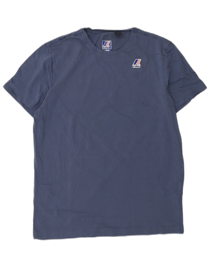 K-WAY Mens T-Shirt Top Large Navy Blue Cotton