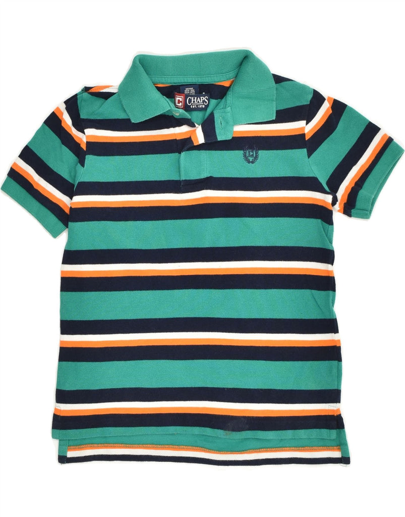 CHAPS Boys Polo Shirt 5-6 Years Green Striped Cotton | Vintage Chaps | Thrift | Second-Hand Chaps | Used Clothing | Messina Hembry 