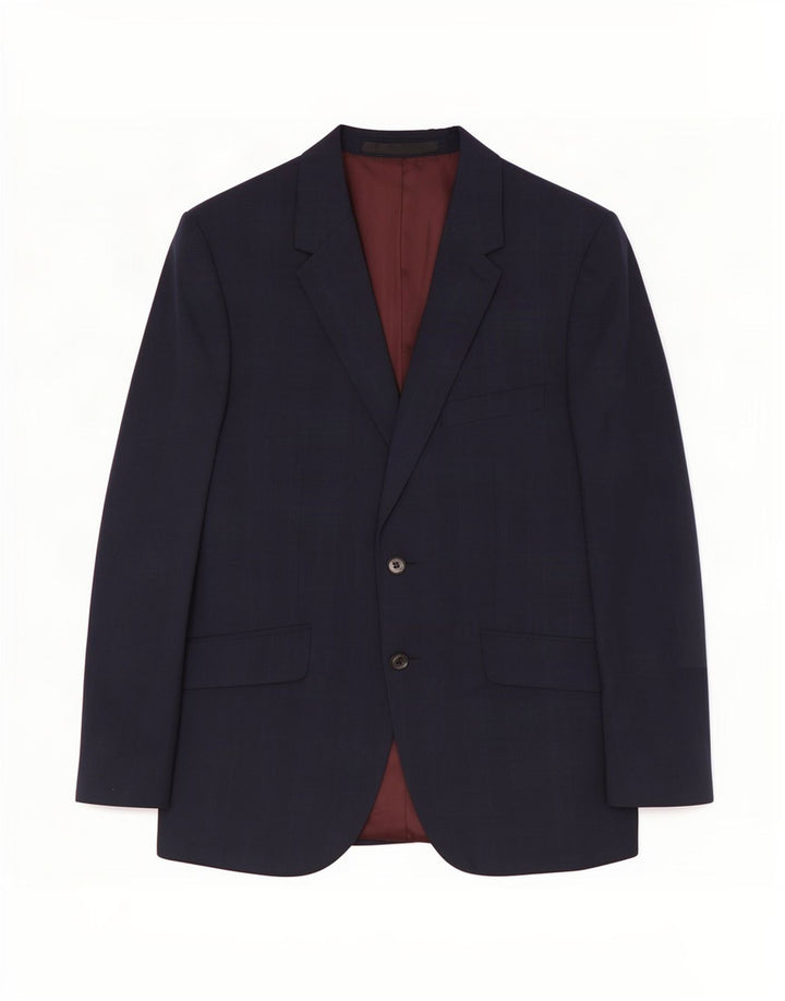 Marks & Spencer Mens 2 Button Blazer Jacket UK 40 Medium Navy Blue Wool