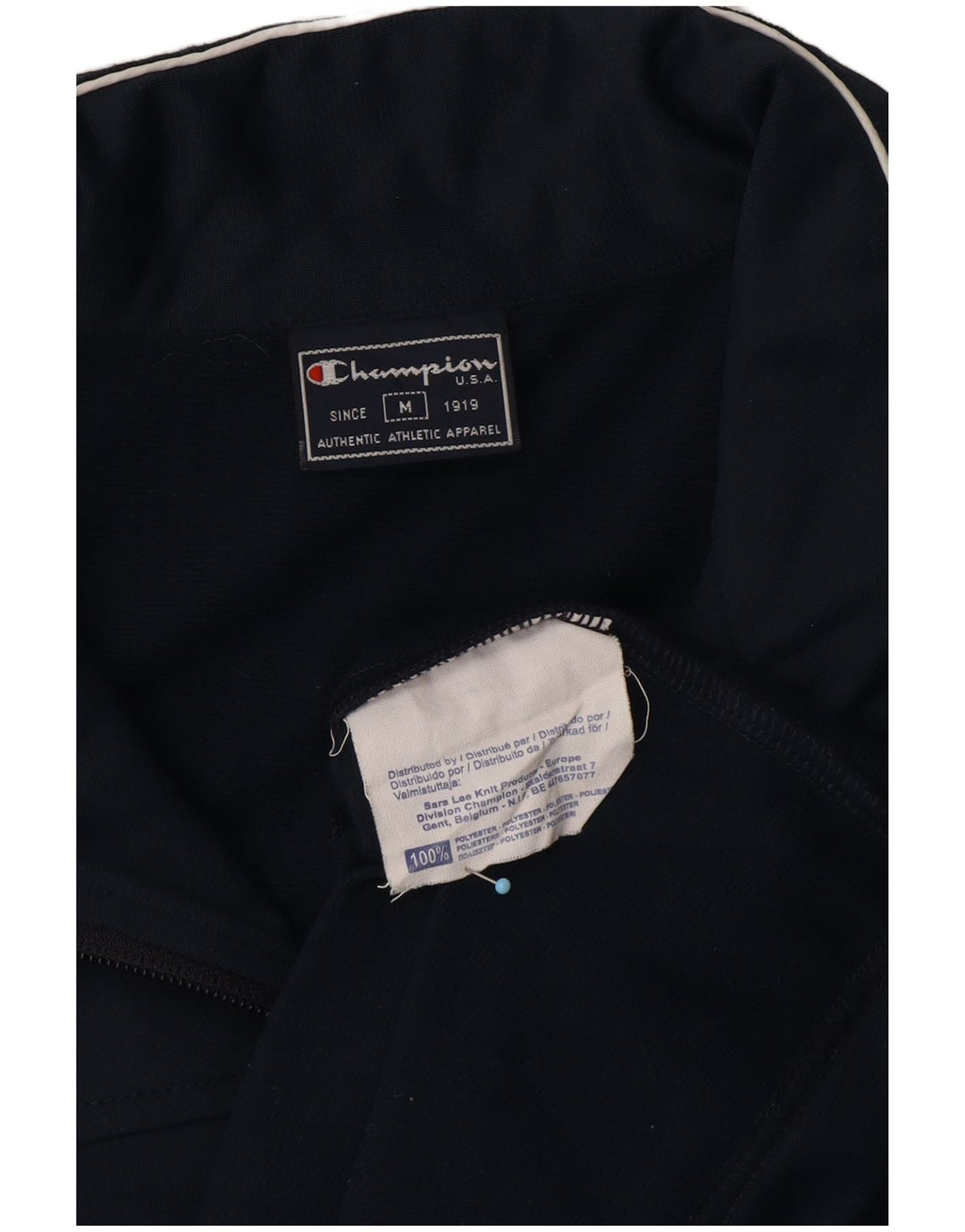 CHAMPION Mens Tracksuit Top Jacket Medium Navy Blue Polyester