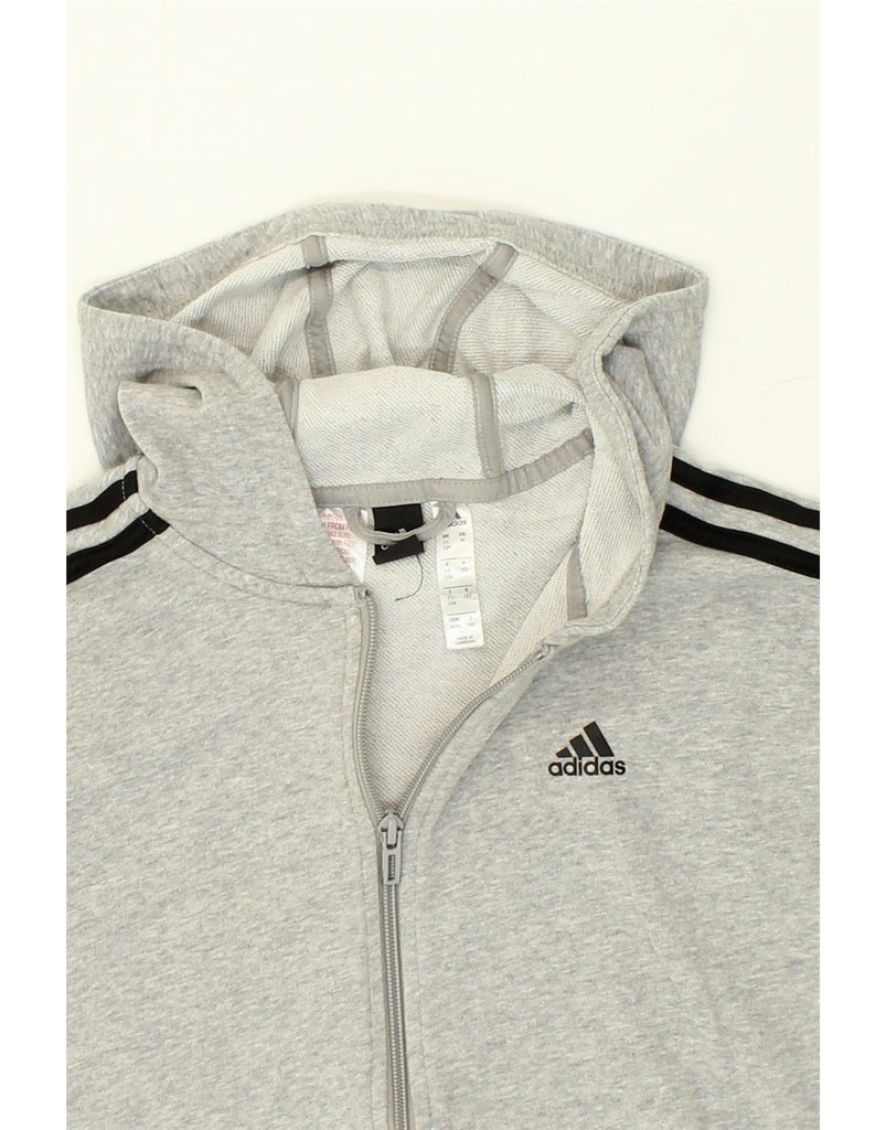 ADIDAS Boys Graphic Zip Hoodie Sweater 11-12 Years Grey Cotton | Vintage Adidas | Thrift | Second-Hand Adidas | Used Clothing | Messina Hembry 