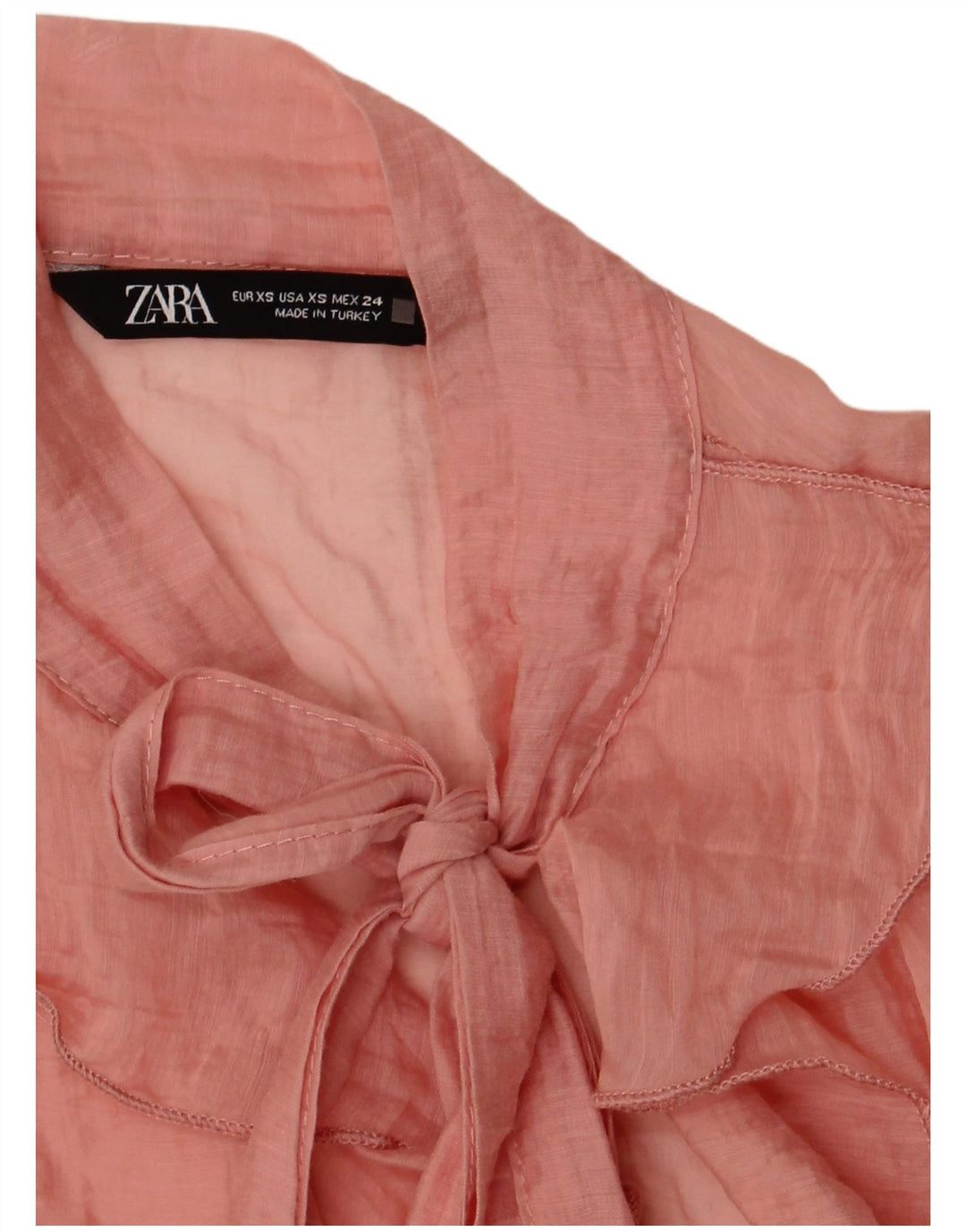 Zara Womens Oversized Sleeveless Ruffle Front Blouse Top UK 6 XS Pink