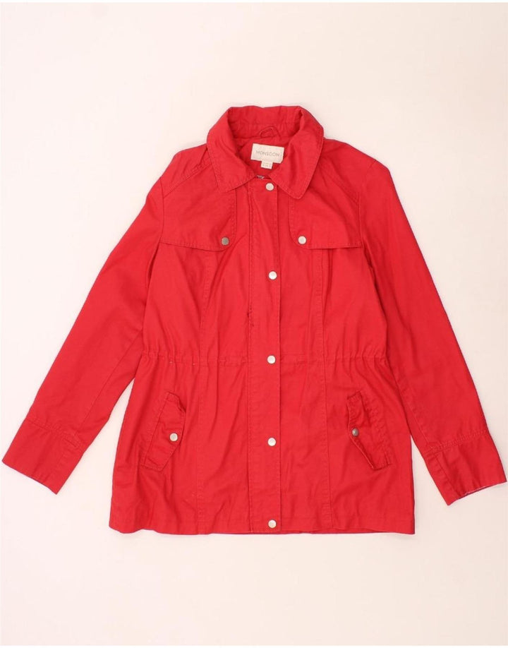 MONSOON Womens Utility Jacket UK 12 Medium Red Cotton Vintage Monsoon and Second-Hand Monsoon from Messina Hembry 