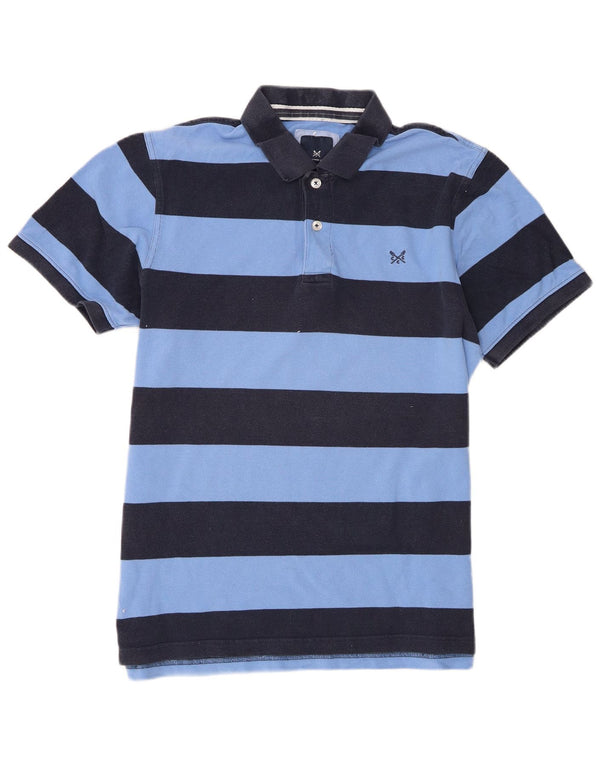 Crew Clothing Mens Polo Shirt Large Navy Blue Striped Cotton