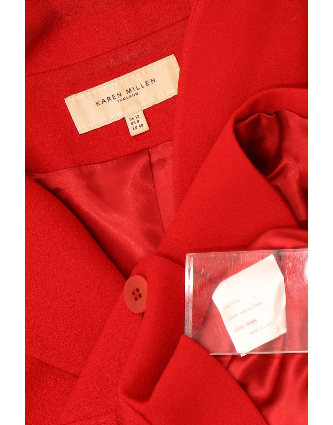Karen Millen Womens 3 Button Blazer Jacket UK 12 Medium Red Wool