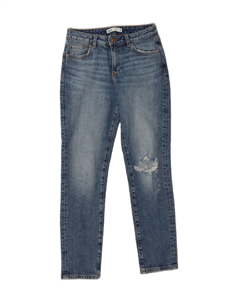 ZARA Womens Distressed Slim Jeans EU 34 2XS W24 L27 Blue Cotton Vintage Zara and Second-Hand Zara from Messina Hembry 