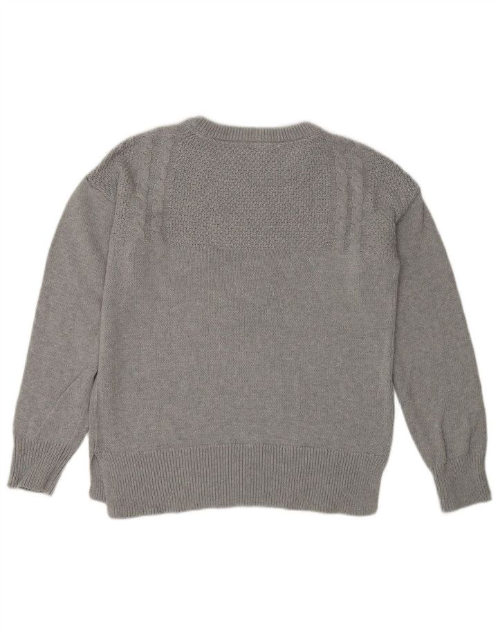 Crew Clothing Womens Neck Jumper Sweater UK 12 Medium Grey Cotton