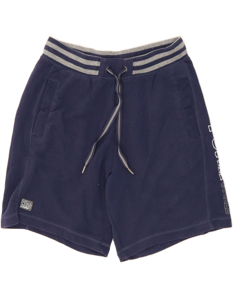 PUMA Mens Graphic Sport Shorts Large  Navy Blue Cotton Vintage Puma and Second-Hand Puma from Messina Hembry 