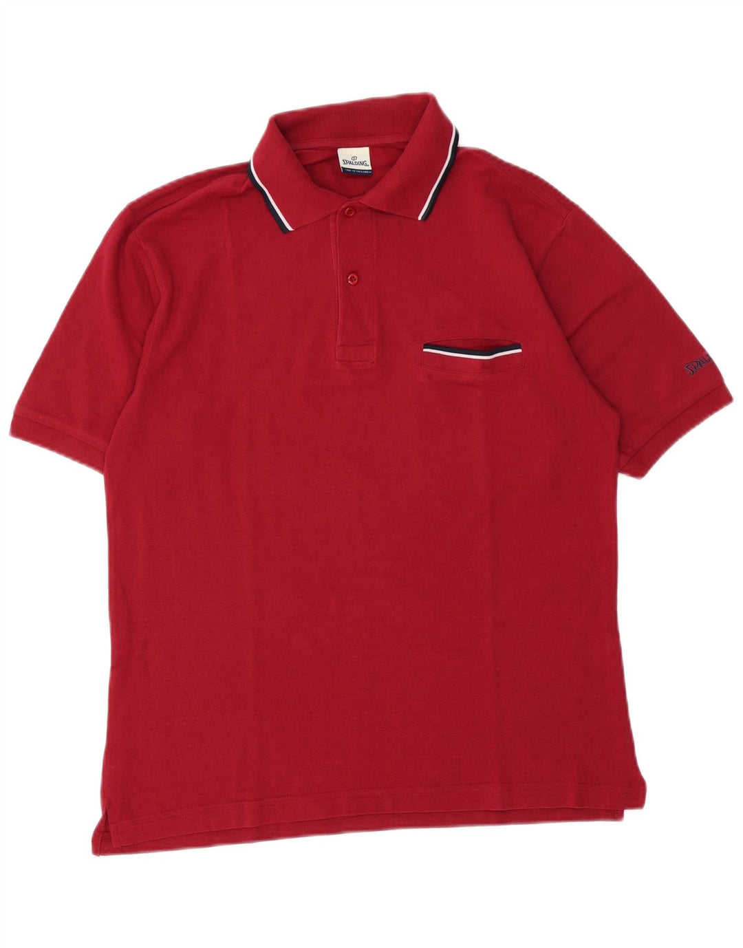 Spalding Mens Polo Shirt Medium Burgundy Cotton