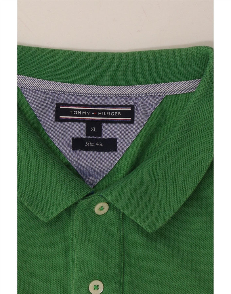 TOMMY HILFIGER Mens Slim Fit Polo Shirt XL Green Cotton Vintage Tommy Hilfiger and Second-Hand Tommy Hilfiger from Messina Hembry 