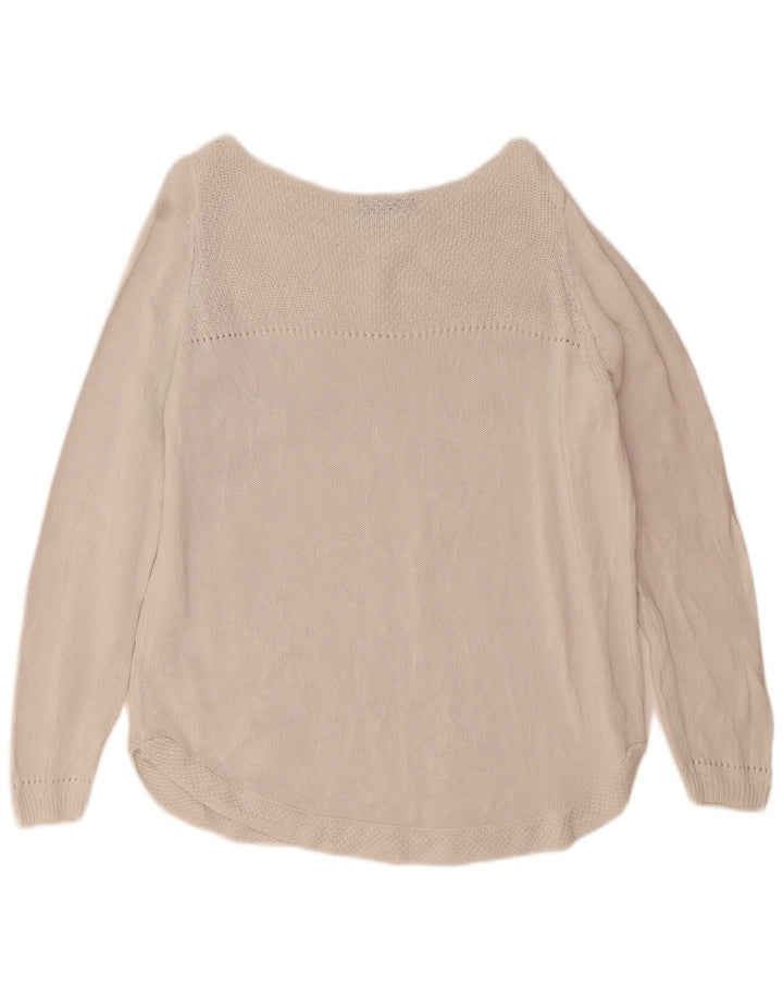 MARKS & SPENCER Womens Boat Neck Jumper Sweater UK 20 2XL Off White Cotton