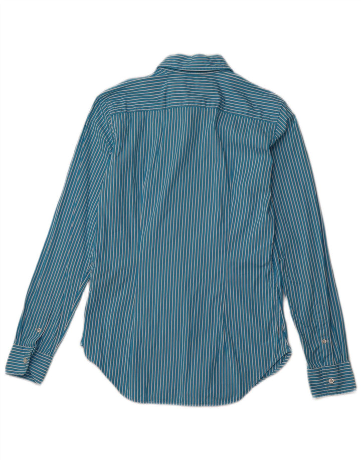 RALPH LAUREN Womens Oversized Shirt US 4 Small Blue Pinstripe Cotton