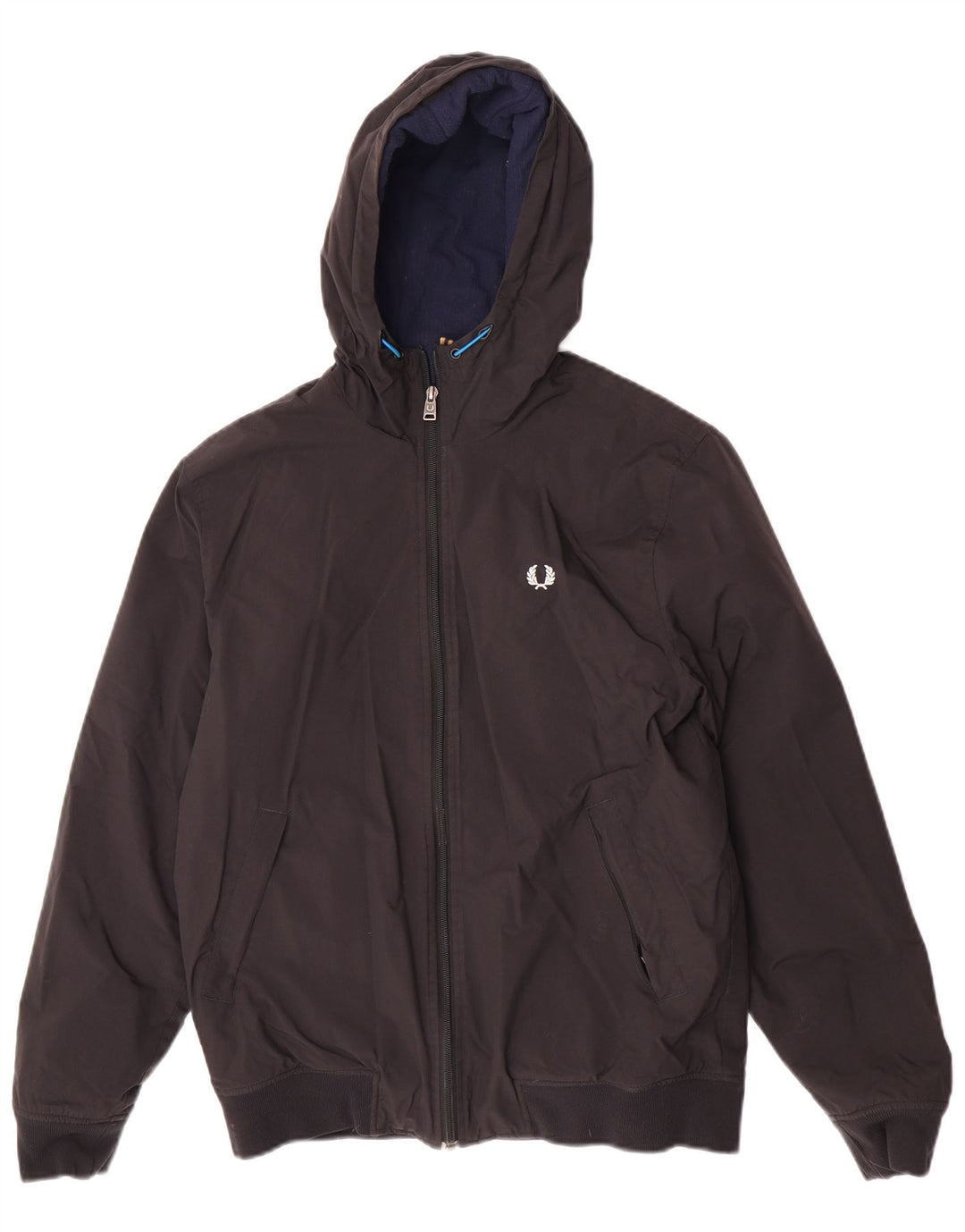Fred Perry Mens Hooded Bomber Jacket UK 36 Small Black Polyamide